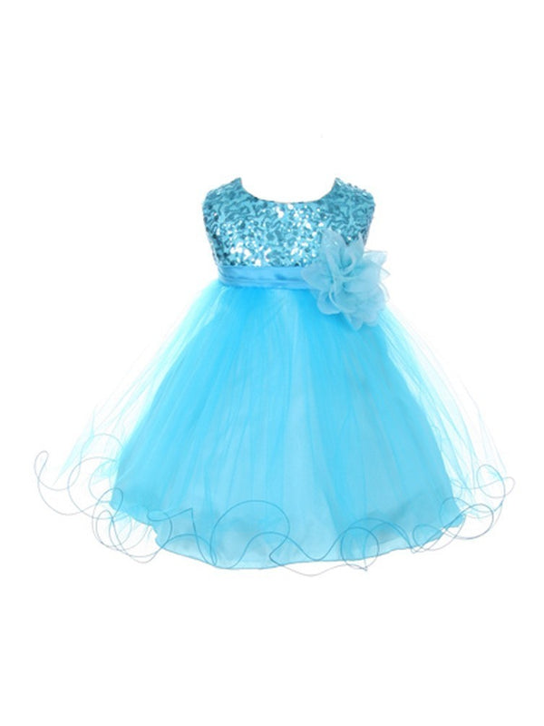 Baby Girls Sequin Illusion Tulle Flower Girl Dress 6-24M - SophiasStyle.com